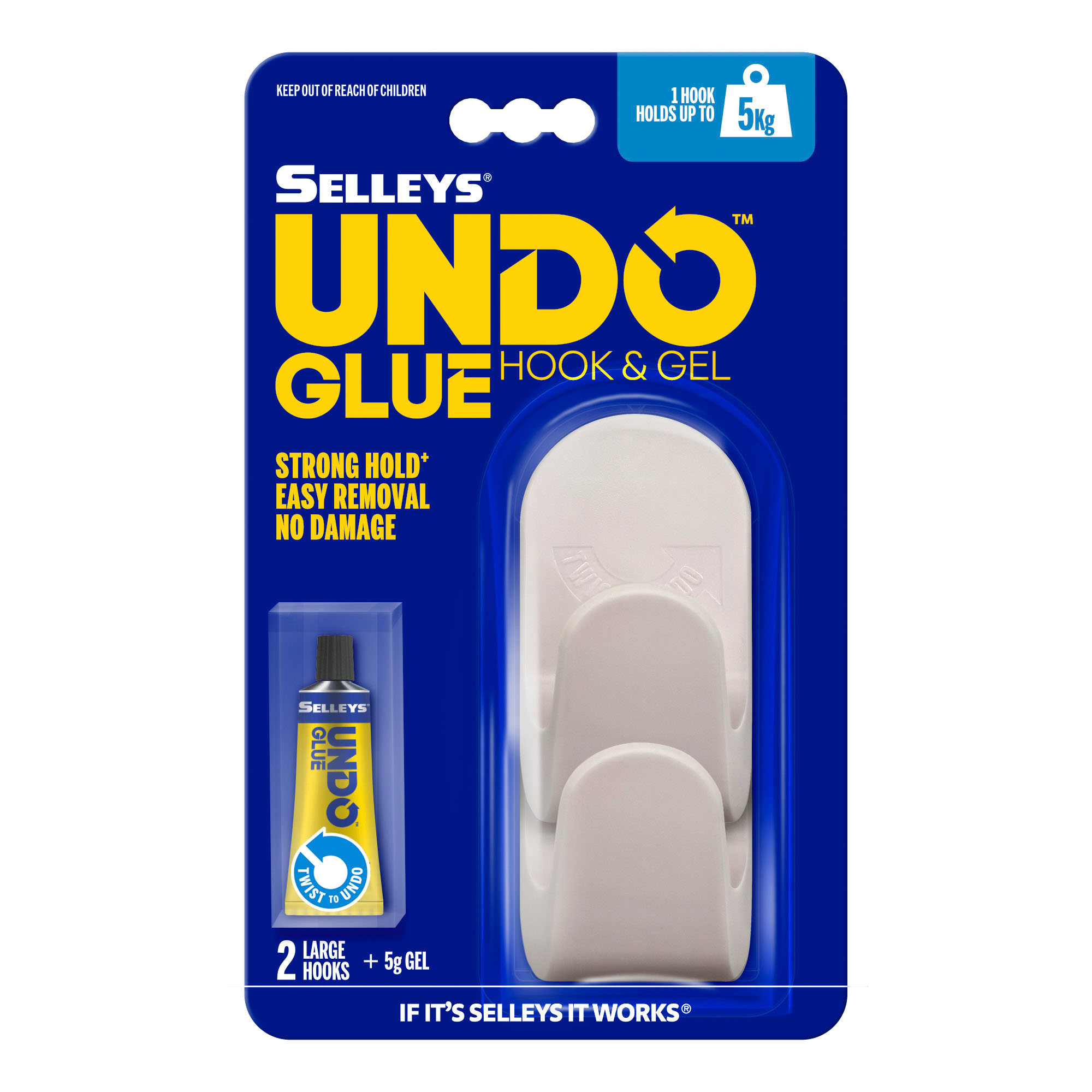 Selleys Undo Glue 2pk Large Hook & Glue